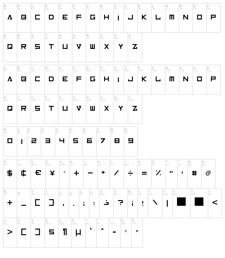 Inversionz font map